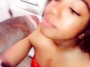 Small Ebony Gets Throat-Fucked by BBC for Slow Dinner