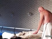 Sexy blonde teen fucks with old man