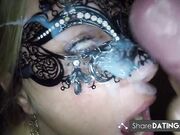 Masked Dutch Blonde Loves Facials from Big Cocks