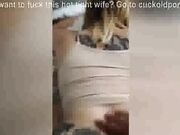 Hot wife squirts while watching porn