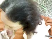 Hairy granny fucking in the woods
