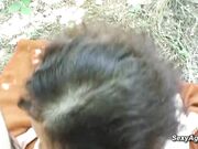 Hairy granny fucking in the woods