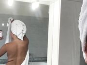 Naughty Wife Drop Her Towel To Show Her Slimwaist and Big Ass