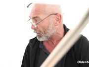 Horny old man fucking blonde teen