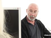 Horny old man fucking blonde teen