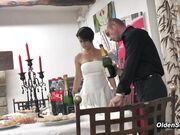 Three mature ladies and babe group sex after dinner