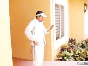 Teen gets fucked by the pool cleaner guy