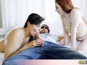 Femdom sex lessons for my GF with stepma