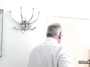Old man fucks small tits babe