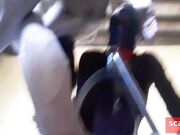 Blindfolded MILF Deepthroats a Big Cock While Bound