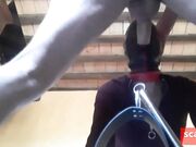 Blindfolded MILF Deepthroats a Big Cock While Bound