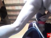 Blindfolded MILF Deepthroats a Big Cock While Bound