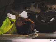 Nympho teen jumps on the handyman for a quickie fuck