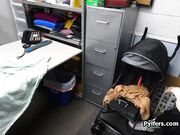 Busty hottie caught and fucked with stolen sex toys