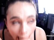 Sexy Tease on Her Knees Ready Swallows Cock