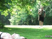 Old man fucks sexy blonde in the public
