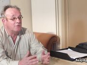 Old grandpa fucks shaved teen