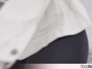 Sexy teen with a time stop application