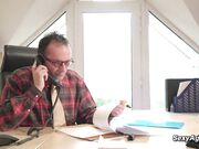 Teen fucks old man for a job