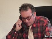 Teen fucks old man for a job