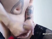 Horny sissy trap jerking off her dick