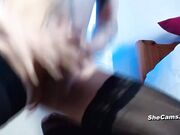 Horny sissy trap jerking off her dick