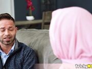 Busty MILF in hijab hesitant to fuck