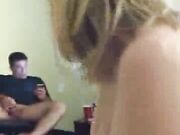 Wife has big orgasm with black bull while husband watches