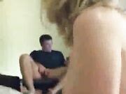 Wife has big orgasm with black bull while husband watches