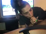 FORTNITE PLAYER GETS BLOWJOB FROM HOT BRUNETTE IN BDSM SESSION