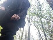 Big-Tit Brunette Plays with Her Pussy in the Forest