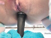 Fucking Her Ass with a Big Vibrator Until She Squirts Hard