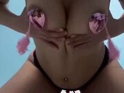 Babe Plays with New Toy, Pumping Her Nipples and Tits