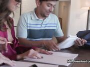 Asian housewife DPed during tutoring two studs