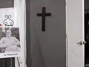 Grieving widow Ruby Lynne fucked by funeral attendant Jayden Marcos!