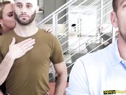 Busty wife decided to satisfy two cocks