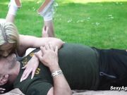 Blonde fucked in public park