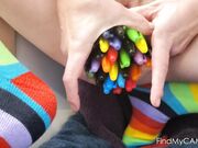 Gaping Pussy Stretched with Sharpies by a Socked Milf