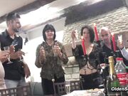 MILFs and babe in amateur group sex after dinner