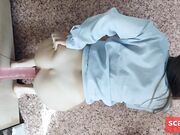 Blonde Housegirl in a White Shirt Gets Double Penetrated