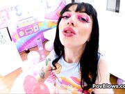 Legs up pounding of Kitty after she gags on big dildos