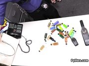 Asian teens sharing security guards dick