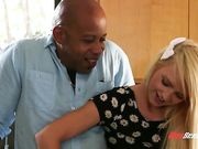 Cute as fuck white girl Carmen Callaway worships gigantic black dick