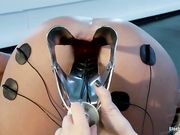 Restrained Roxy Raye gets double fisted and electrocuted by nasty Aiden Starr