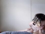 Beautiful Teen with Small Tits Sucks and Swallows