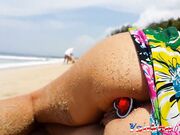 Sandy's Public Beach Adventure: BDSM, Toys & POV Fun!