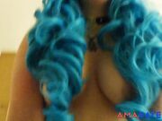 Blue-Haired BBW Cosplayer Gives POV Blowjob and Rides Cock