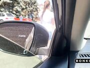 Stranger with Big Tits Sucks Dick and Fucks in Car for Cash