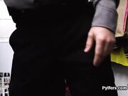 Condom stealing coed gags on cock