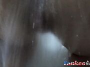 Blonde Russian Girl Plays with Water on Webcam